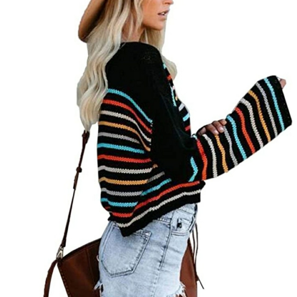 Striped Knit Pullover Sweater - Medium - Picture 5 of 6